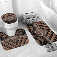 Aotearoa Kati Mamoe Bathroom Set Maori Iwi Poutama Puhoro Tattoo LT14 Mat Set Only (3 pcs) One Size Brown - Polynesian Pride