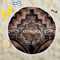 Aotearoa Kati Mamoe Beach Blanket Maori Iwi Poutama Puhoro Tattoo LT14 One Size 150cm Brown - Polynesian Pride