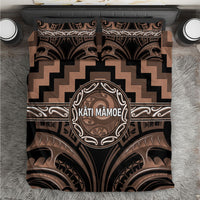 Aotearoa Kati Mamoe Bedding Set Maori Iwi Poutama Puhoro Tattoo LT14 Brown - Polynesian Pride