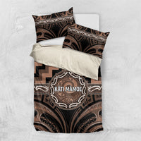 Aotearoa Kati Mamoe Bedding Set Maori Iwi Poutama Puhoro Tattoo LT14 US Twin 172cm x 218cm Brown - Polynesian Pride