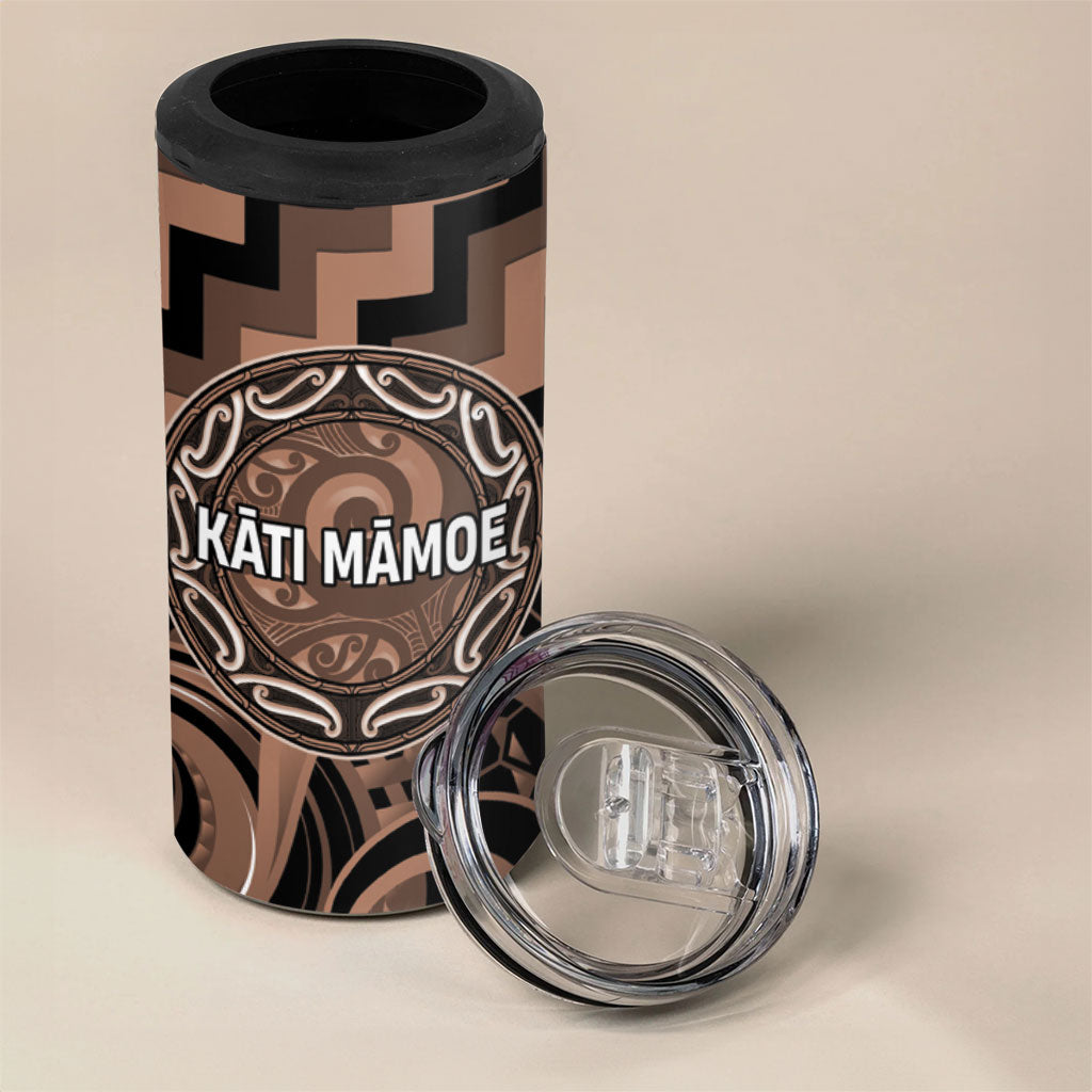 Aotearoa Kati Mamoe Personalised 4 in 1 Can Cooler Tumbler Maori Iwi Poutama Puhoro Tattoo LT14 - Polynesian Pride