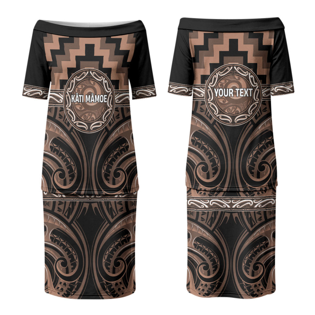 Aotearoa Kati Mamoe Personalised Couples Matching Puletasi and Hawaiian Shirt Maori Iwi Poutama Puhoro Tattoo LT14 - Polynesian Pride