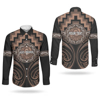 Aotearoa Kati Mamoe Personalised Couples Matching Puletasi and Long Sleeve Button Shirt Maori Iwi Poutama Puhoro Tattoo LT14 - Polynesian Pride