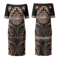 Aotearoa Kati Mamoe Personalised Couples Matching Puletasi and Long Sleeve Button Shirt Maori Iwi Poutama Puhoro Tattoo LT14 - Polynesian Pride