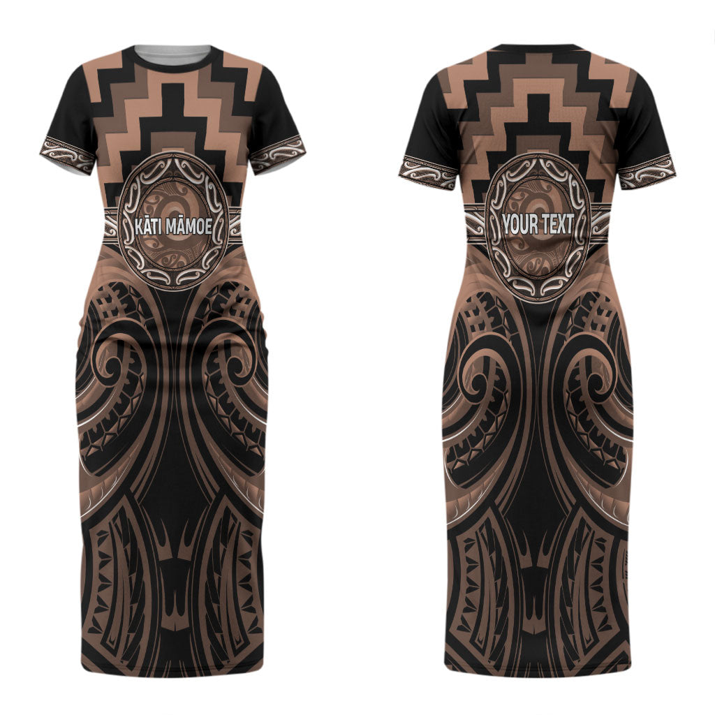 Aotearoa Kati Mamoe Personalised Couples Matching Short Sleeve Bodycon Dress and Long Sleeve Button Shirt Maori Iwi Poutama Puhoro Tattoo LT14 - Polynesian Pride