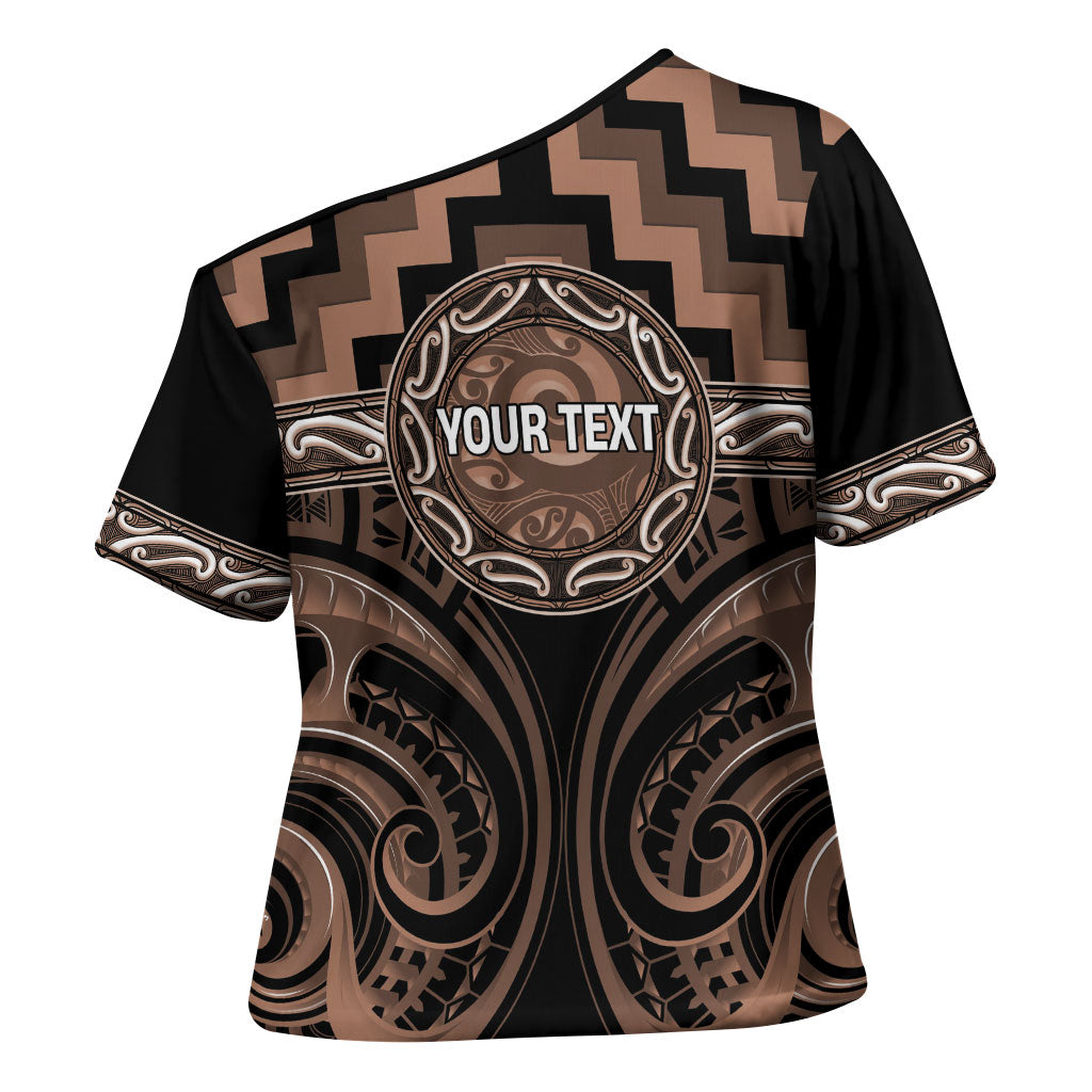 Aotearoa Kati Mamoe Personalised Cross Shoulder Shirt Maori Iwi Poutama Puhoro Tattoo LT14 - Polynesian Pride