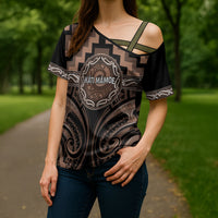 Aotearoa Kati Mamoe Personalised Cross Shoulder Shirt Maori Iwi Poutama Puhoro Tattoo LT14 - Polynesian Pride
