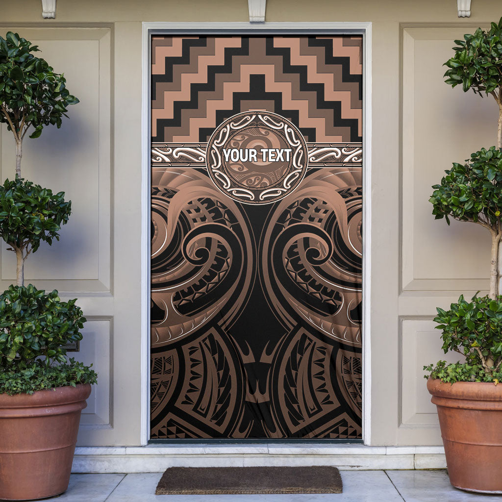 Aotearoa Kati Mamoe Personalised Door Cover Maori Iwi Poutama Puhoro Tattoo LT14 Brown - Polynesian Pride