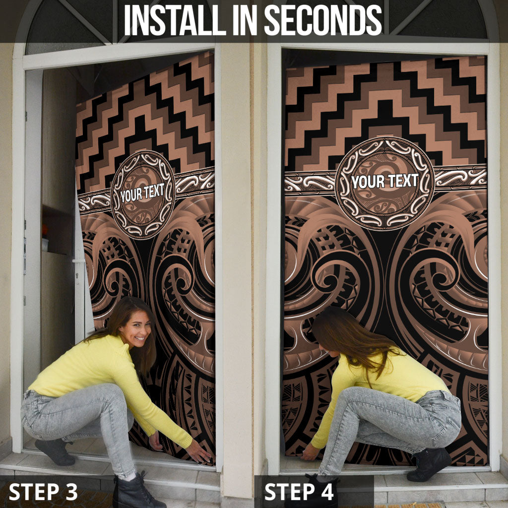 Aotearoa Kati Mamoe Personalised Door Cover Maori Iwi Poutama Puhoro Tattoo LT14 - Polynesian Pride