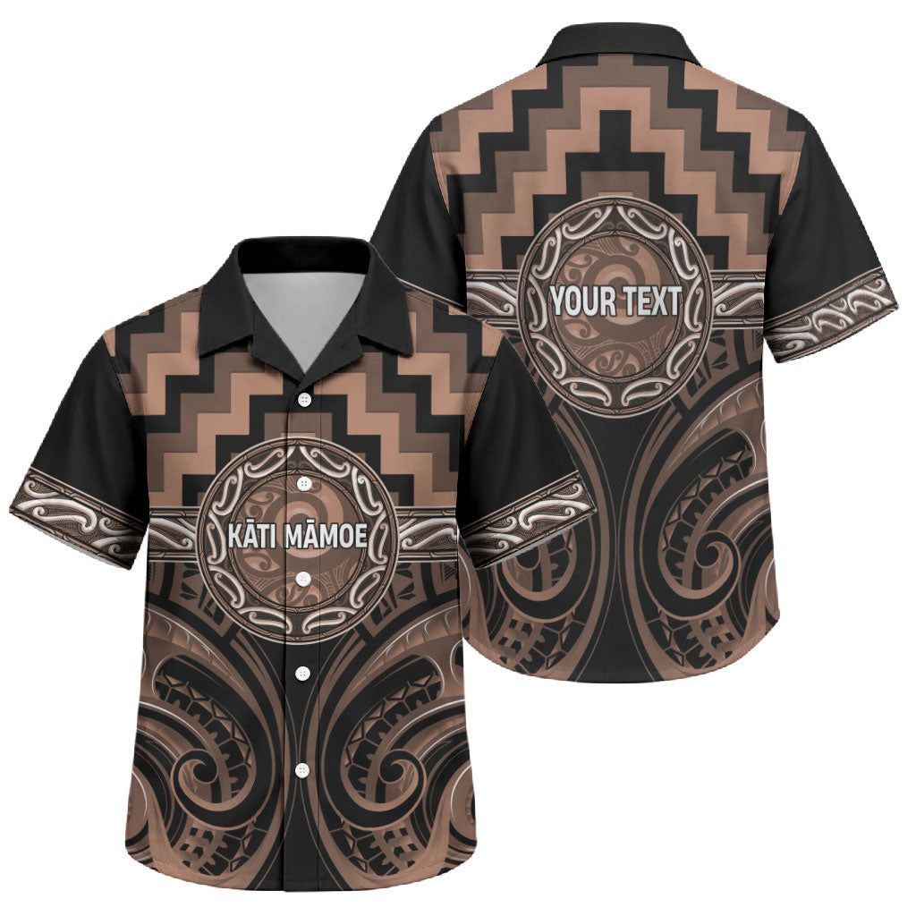 Aotearoa Kati Mamoe Personalised Family Matching Off The Shoulder Long Sleeve Dress and Hawaiian Shirt Maori Iwi Poutama Puhoro Tattoo LT14 Son's Shirt Brown - Polynesian Pride