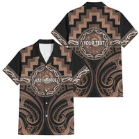 Aotearoa Kati Mamoe Personalised Family Matching Off Shoulder Maxi Dress and Hawaiian Shirt Maori Iwi Poutama Puhoro Tattoo LT14 Dad's Shirt - Short Sleeve Brown - Polynesian Pride