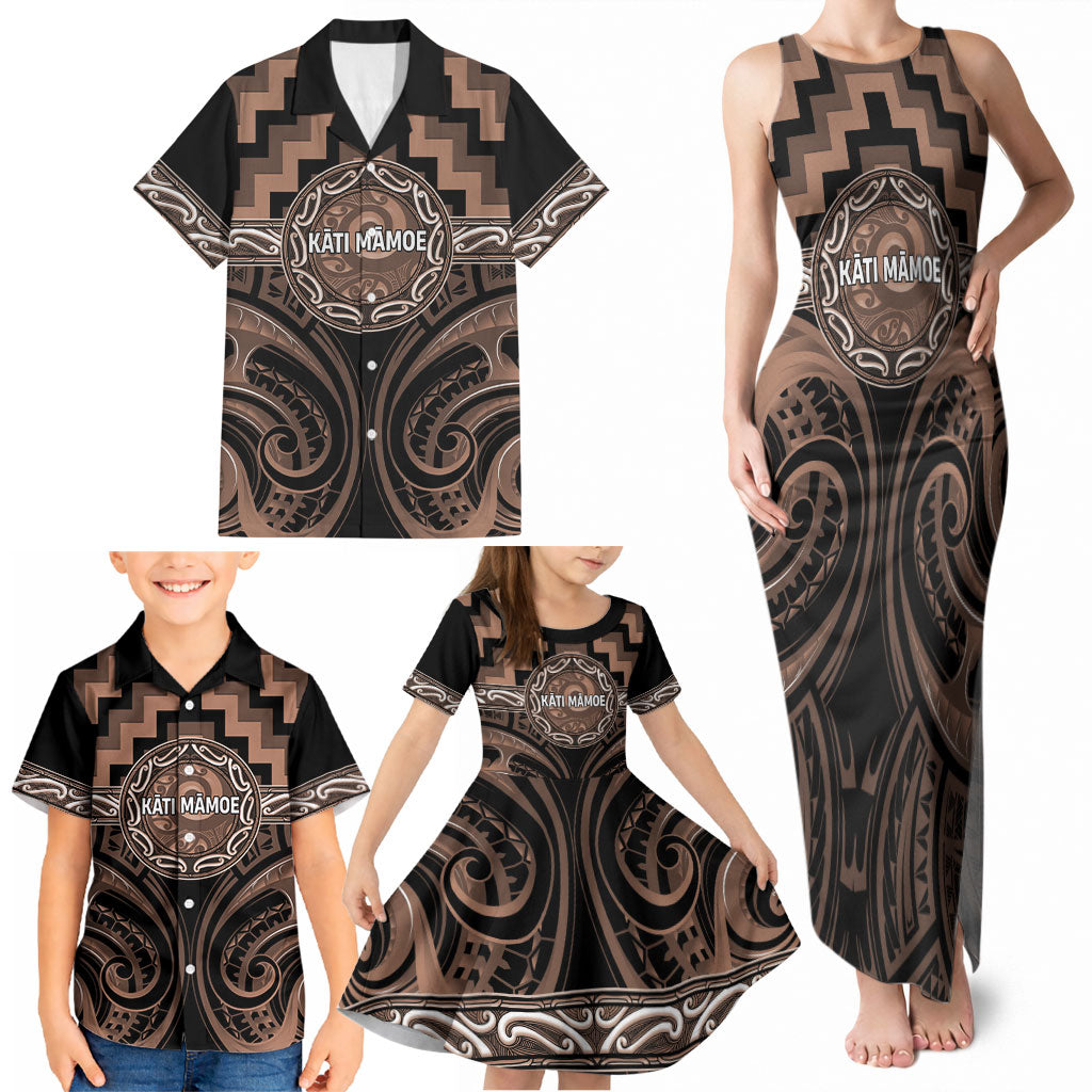 Aotearoa Kati Mamoe Personalised Family Matching Tank Maxi Dress and Hawaiian Shirt Maori Iwi Poutama Puhoro Tattoo LT14 - Polynesian Pride