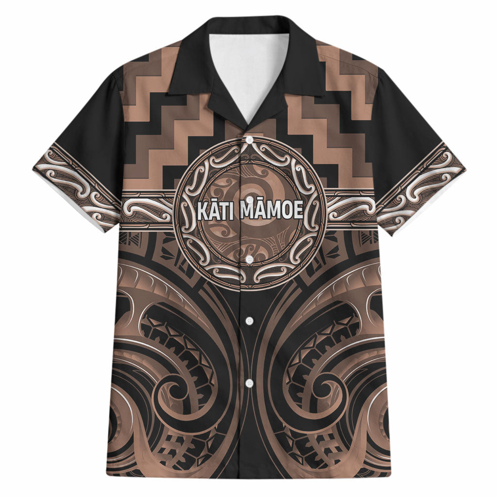 Aotearoa Kati Mamoe Personalised Hawaiian Shirt Maori Iwi Poutama Puhoro Tattoo LT14 Brown - Polynesian Pride
