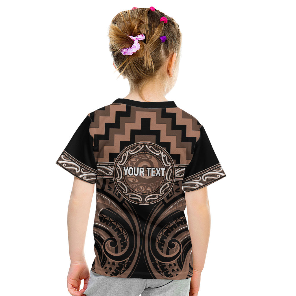 Aotearoa Kati Mamoe Personalised Kid T Shirt Maori Iwi Poutama Puhoro Tattoo LT14 - Polynesian Pride