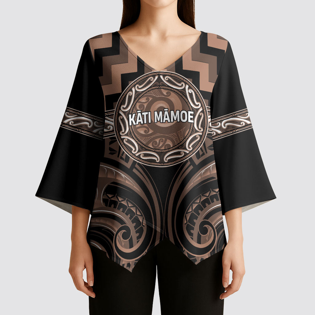 Aotearoa Kati Mamoe Personalised Kimono Sleeve Blouse Maori Iwi Poutama Puhoro Tattoo LT14 - Polynesian Pride