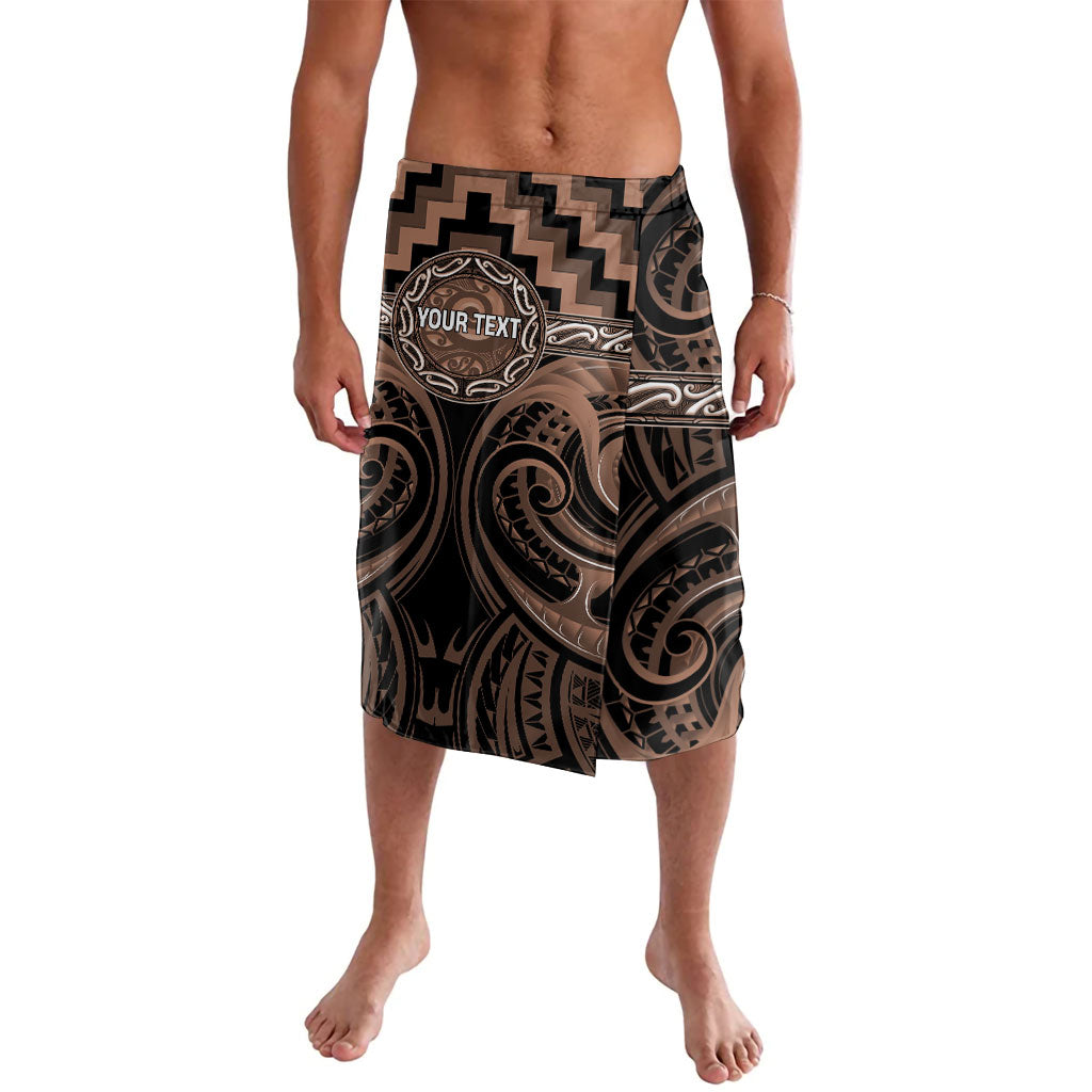 Aotearoa Kati Mamoe Personalised Lavalava Maori Iwi Poutama Puhoro Tattoo LT14 Brown - Polynesian Pride