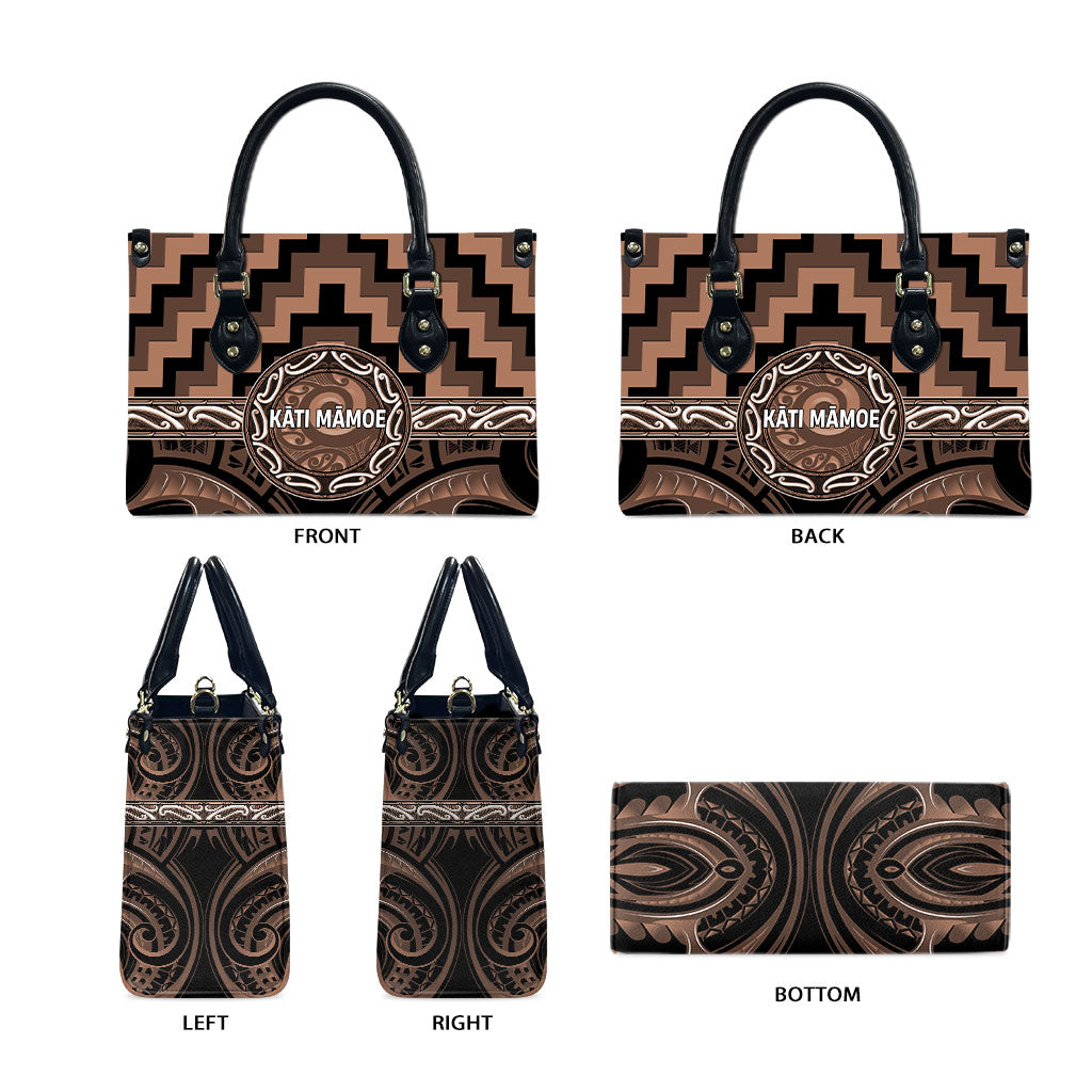 Aotearoa Kati Mamoe Leather Bag Maori Iwi Poutama Puhoro Tattoo LT14 - Polynesian Pride
