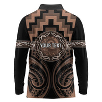 Aotearoa Kati Mamoe Personalised Long Sleeve Polo Shirt Maori Iwi Poutama Puhoro Tattoo LT14 - Polynesian Pride