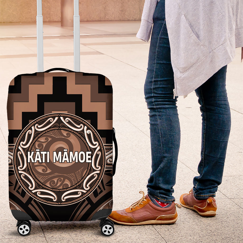 Aotearoa Kati Mamoe Luggage Cover Maori Iwi Poutama Puhoro Tattoo LT14 Brown - Polynesian Pride