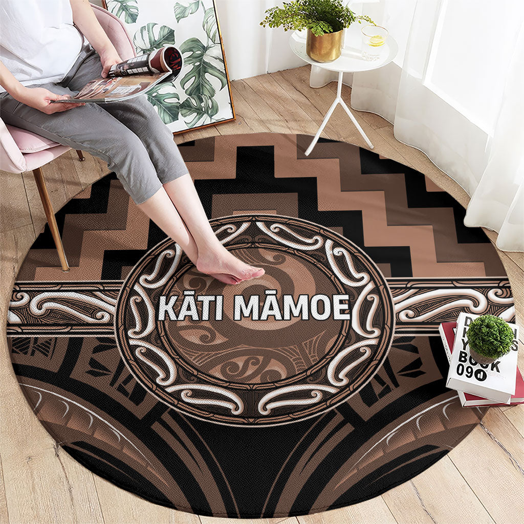 Aotearoa Kati Mamoe Round Carpet Maori Iwi Poutama Puhoro Tattoo LT14 - Polynesian Pride