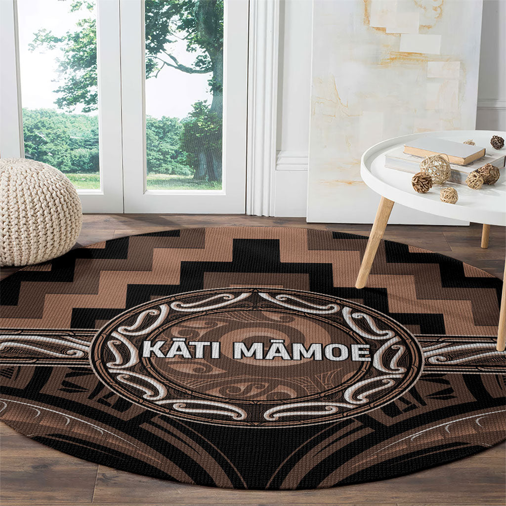 Aotearoa Kati Mamoe Round Carpet Maori Iwi Poutama Puhoro Tattoo LT14 - Polynesian Pride