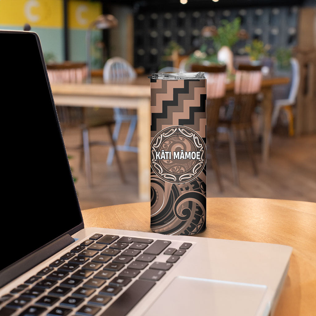 Aotearoa Kati Mamoe Personalised Skinny Tumbler Maori Iwi Poutama Puhoro Tattoo LT14 - Polynesian Pride