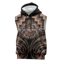 Aotearoa Kati Mamoe Personalised Sleeveless Hoodie Maori Iwi Poutama Puhoro Tattoo LT14 Brown - Polynesian Pride
