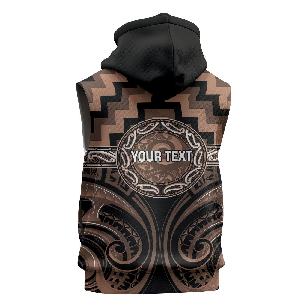 Aotearoa Kati Mamoe Personalised Sleeveless Hoodie Maori Iwi Poutama Puhoro Tattoo LT14 - Polynesian Pride