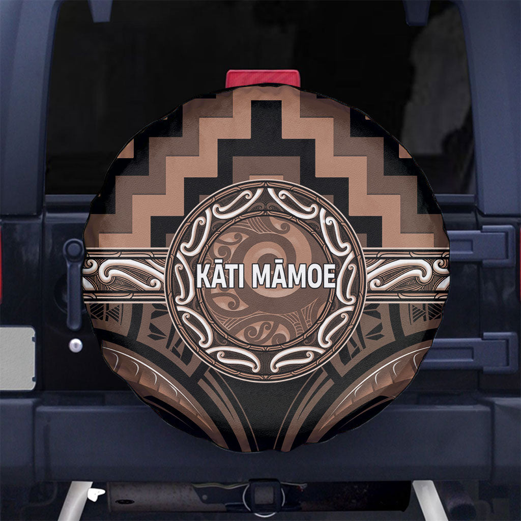 Aotearoa Kati Mamoe Spare Tire Cover Maori Iwi Poutama Puhoro Tattoo LT14 No hole Brown - Polynesian Pride
