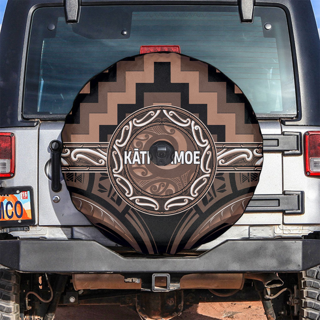 Aotearoa Kati Mamoe Spare Tire Cover Maori Iwi Poutama Puhoro Tattoo LT14 Brown - Polynesian Pride
