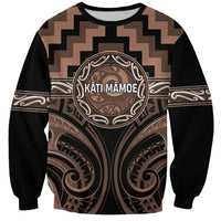 Aotearoa Kati Mamoe Personalised Sweatshirt Maori Iwi Poutama Puhoro Tattoo LT14 Unisex Brown - Polynesian Pride