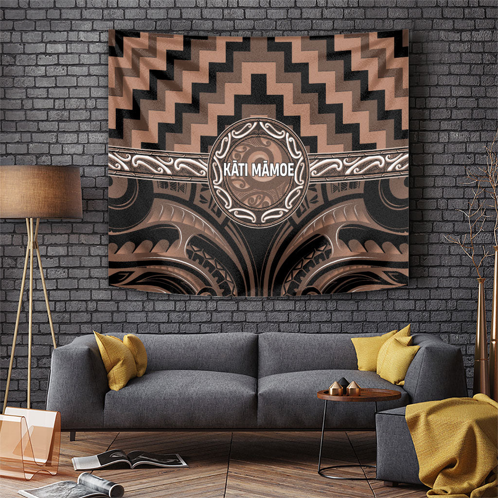 Aotearoa Kati Mamoe Tapestry Maori Iwi Poutama Puhoro Tattoo LT14 Brown - Polynesian Pride