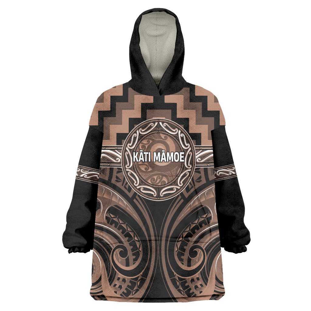 Aotearoa Kati Mamoe Personalised Wearable Blanket Hoodie Maori Iwi Poutama Puhoro Tattoo LT14 One Size Brown - Polynesian Pride