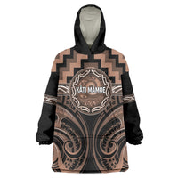 Aotearoa Kati Mamoe Personalised Wearable Blanket Hoodie Maori Iwi Poutama Puhoro Tattoo LT14 One Size Brown - Polynesian Pride