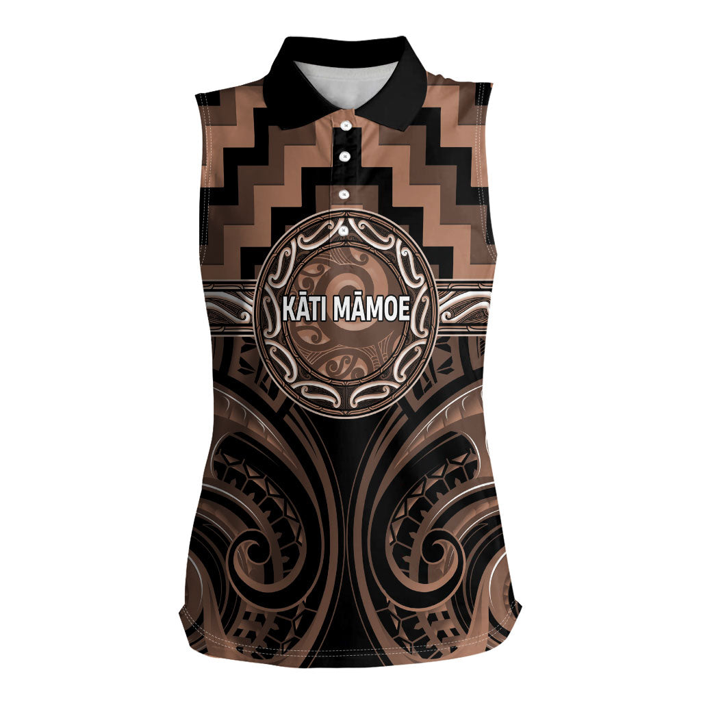 Aotearoa Kati Mamoe Personalised Women Sleeveless Polo Shirt Maori Iwi Poutama Puhoro Tattoo