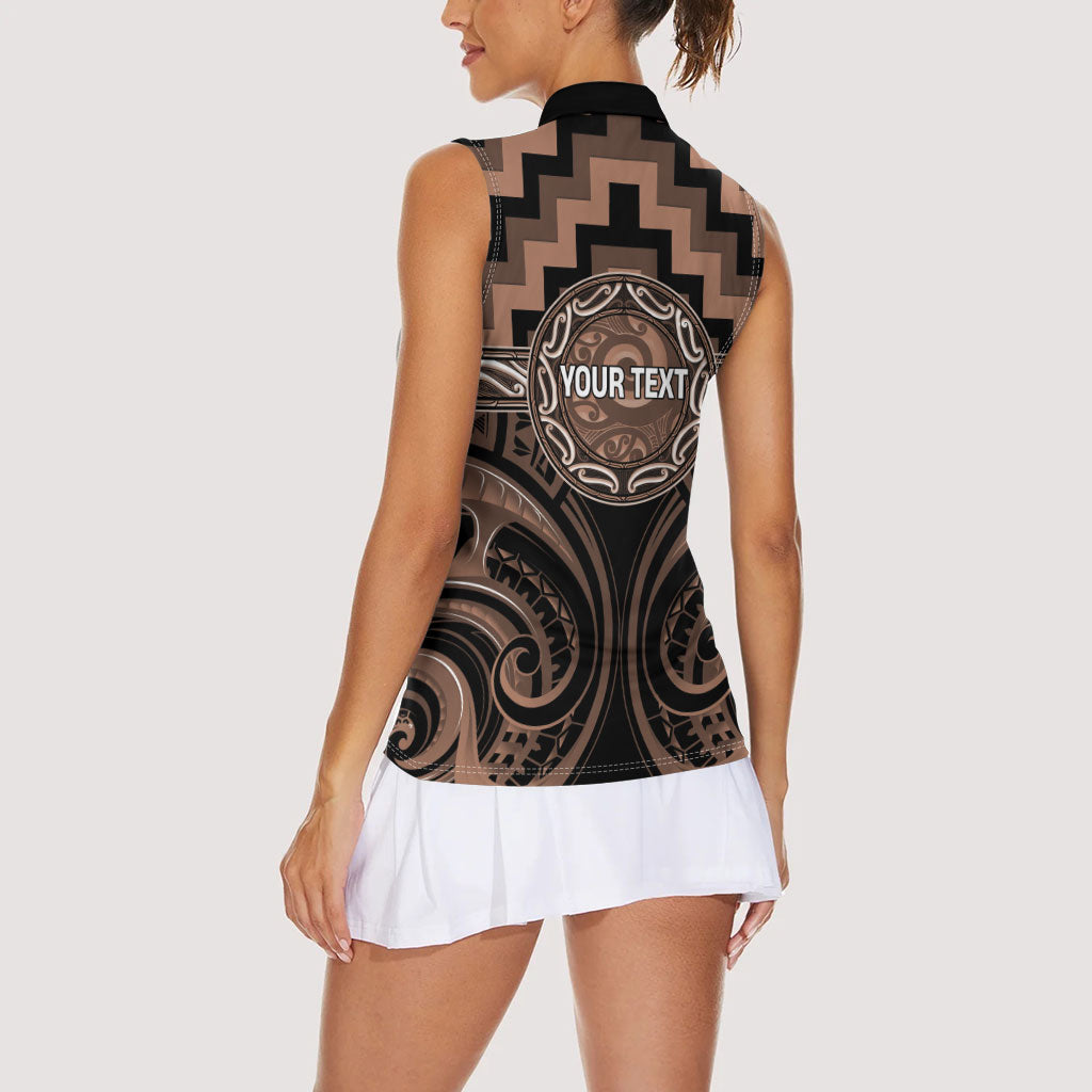 Aotearoa Kati Mamoe Personalised Women Sleeveless Polo Shirt Maori Iwi Poutama Puhoro Tattoo LT14 - Polynesian Pride