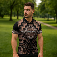 Aotearoa Kati Mamoe Personalised Zipper Polo Shirt Maori Iwi Poutama Puhoro Tattoo LT14 - Polynesian Pride