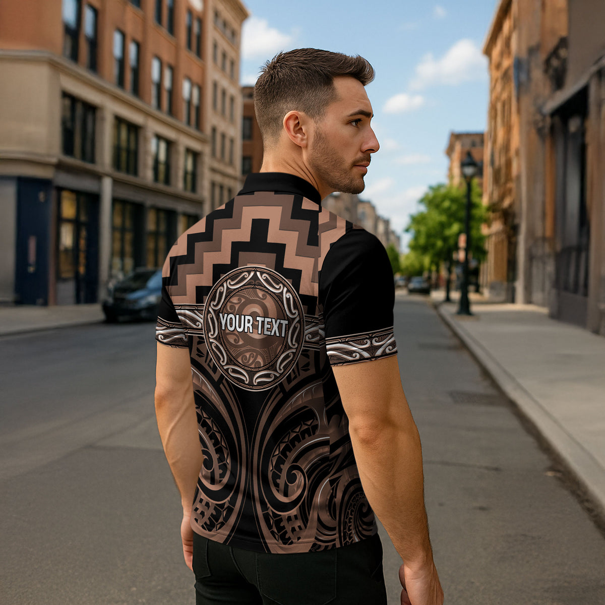 Aotearoa Kati Mamoe Personalised Zipper Polo Shirt Maori Iwi Poutama Puhoro Tattoo LT14 - Polynesian Pride