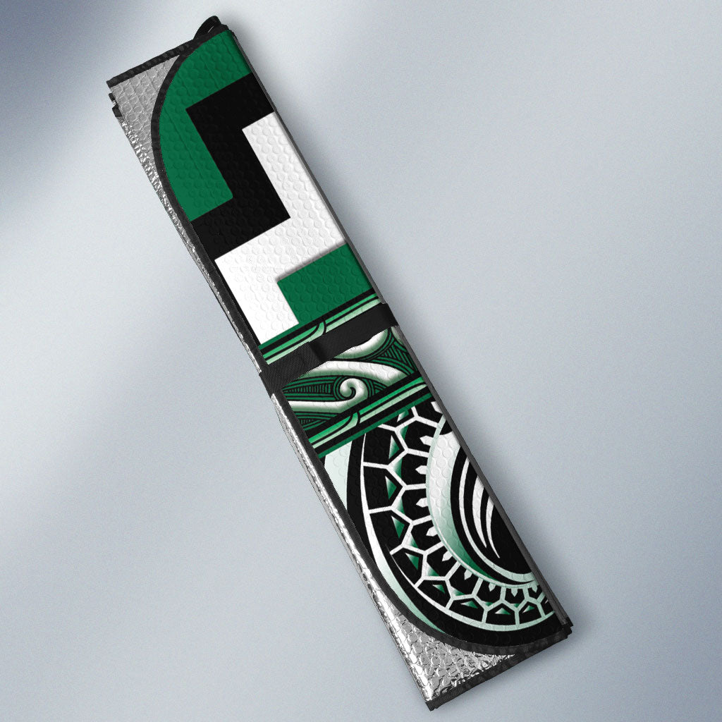 Aotearoa Whakatohea Auto Sun Shade Maori Iwi Poutama Puhoro Tattoo LT14 - Polynesian Pride