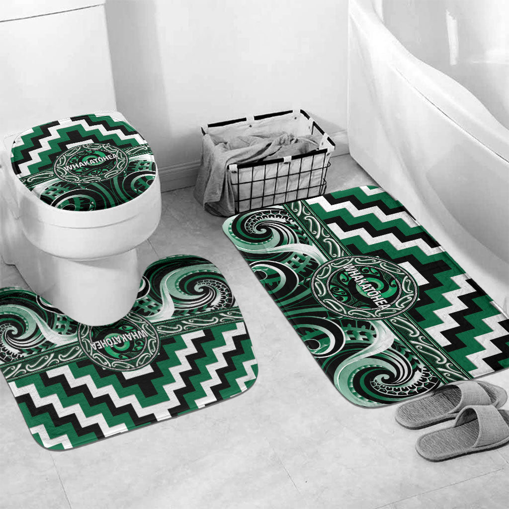 Aotearoa Whakatohea Bathroom Set Maori Iwi Poutama Puhoro Tattoo LT14 Mat Set Only (3 pcs) One Size Green - Polynesian Pride