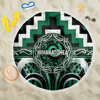 Aotearoa Whakatohea Beach Blanket Maori Iwi Poutama Puhoro Tattoo LT14 One Size 150cm Green - Polynesian Pride