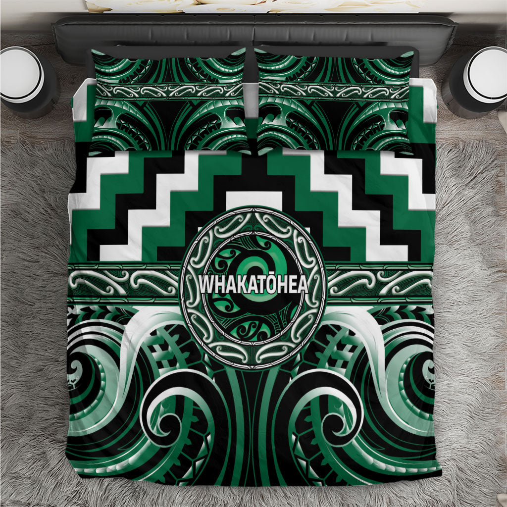Aotearoa Whakatohea Bedding Set Maori Iwi Poutama Puhoro Tattoo LT14 Green - Polynesian Pride