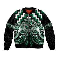 Aotearoa Whakatohea Personalised Bomber Jacket Maori Iwi Poutama Puhoro Tattoo LT14 Unisex Green - Polynesian Pride