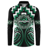 Aotearoa Whakatohea Personalised Button Sweatshirt Maori Iwi Poutama Puhoro Tattoo LT14 Green - Polynesian Pride