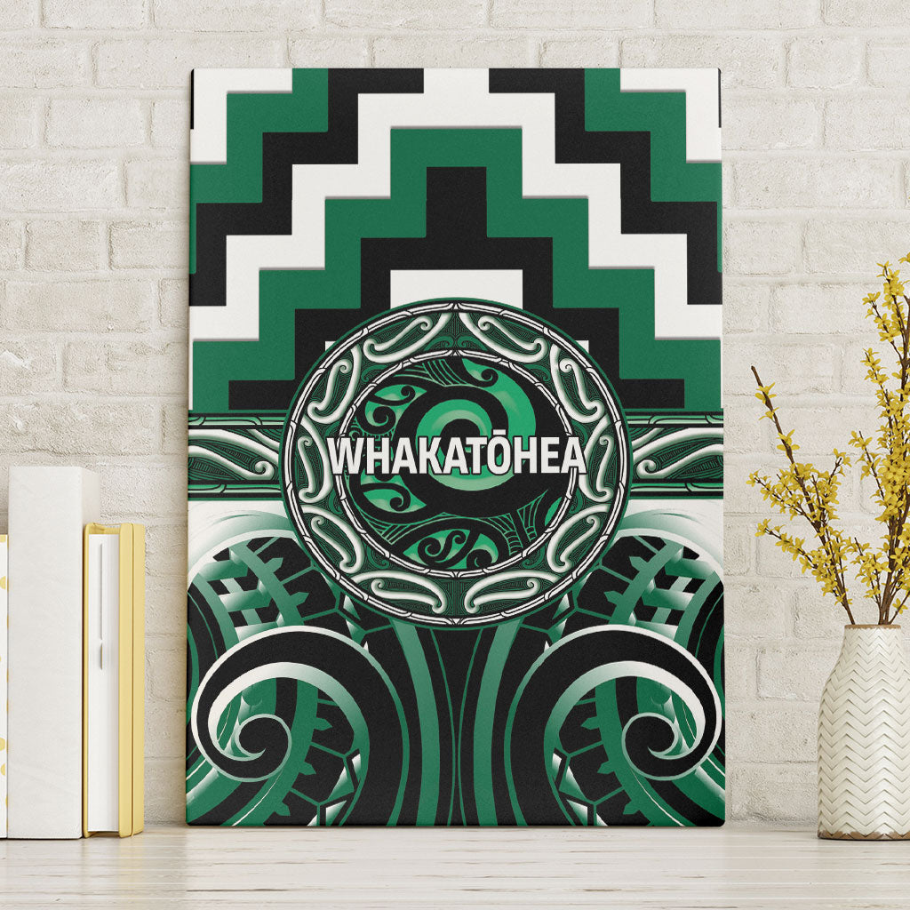 Aotearoa Whakatohea Canvas Wall Art Maori Iwi Poutama Puhoro Tattoo LT14 Without Frame Green - Polynesian Pride