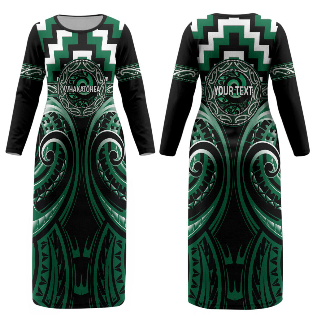 Aotearoa Whakatohea Personalised Couples Matching Long Sleeve Bodycon Dress and Hawaiian Shirt Maori Iwi Poutama Puhoro Tattoo LT14 - Polynesian Pride