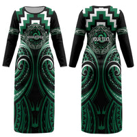 Aotearoa Whakatohea Personalised Couples Matching Long Sleeve Bodycon Dress and Long Sleeve Button Shirt Maori Iwi Poutama Puhoro Tattoo LT14 - Polynesian Pride