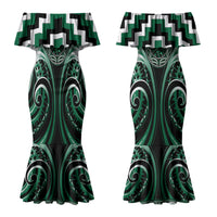 Aotearoa Whakatohea Personalised Couples Matching Mermaid Dress and Long Sleeve Button Shirt Maori Iwi Poutama Puhoro Tattoo LT14 - Polynesian Pride