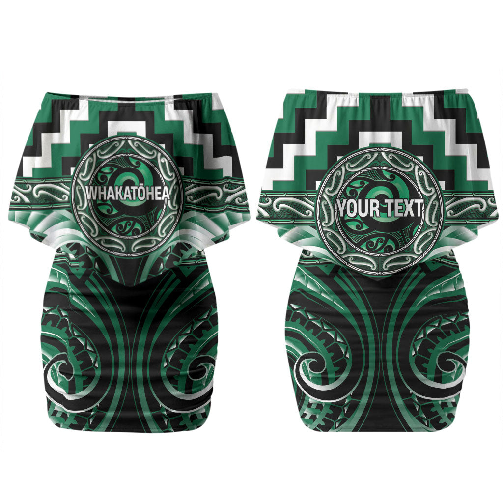 Aotearoa Whakatohea Personalised Couples Matching Off Shoulder Short Dress and Hawaiian Shirt Maori Iwi Poutama Puhoro Tattoo LT14 - Polynesian Pride