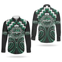 Aotearoa Whakatohea Personalised Couples Matching Short Sleeve Bodycon Dress and Long Sleeve Button Shirt Maori Iwi Poutama Puhoro Tattoo LT14 - Polynesian Pride